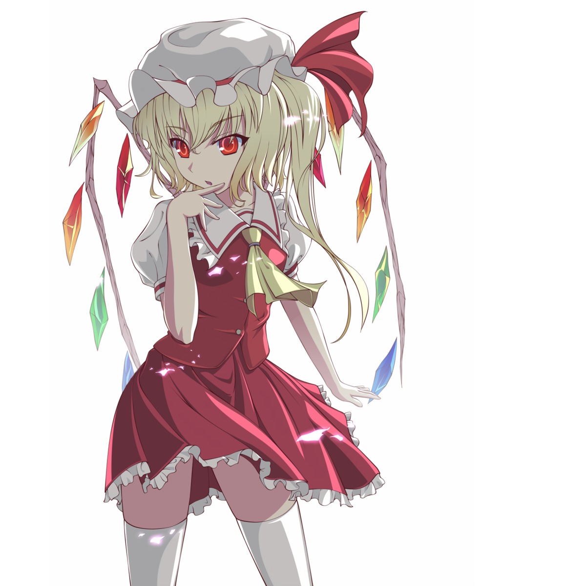 flandre_scarlet thighhighs touhou u_suke wings