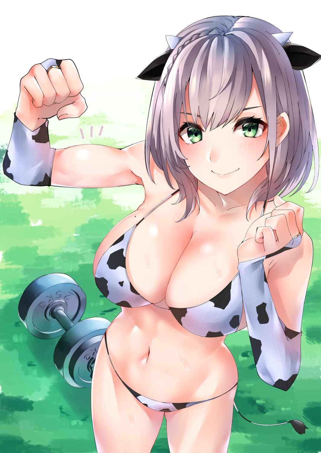 animal_ears bikini hololive horns nikku_hikikomori shirogane_noel swimsuits tail