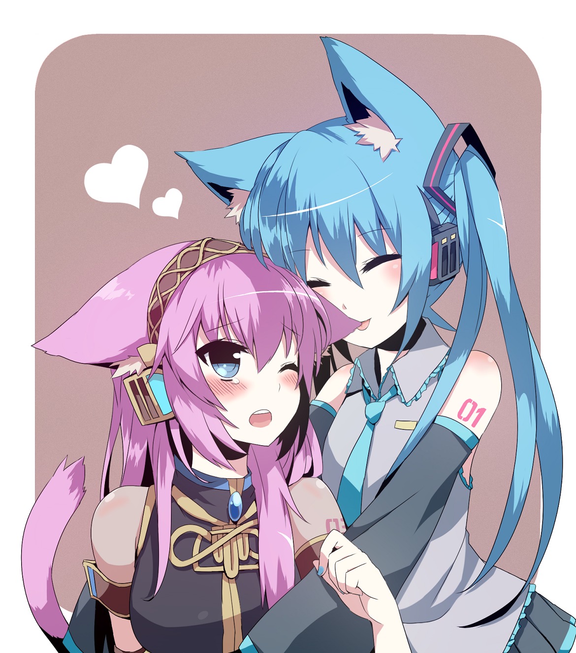 animal_ears hatsune_miku megurine_luka mizuki_(koko_lost) nekomimi tail vocaloid