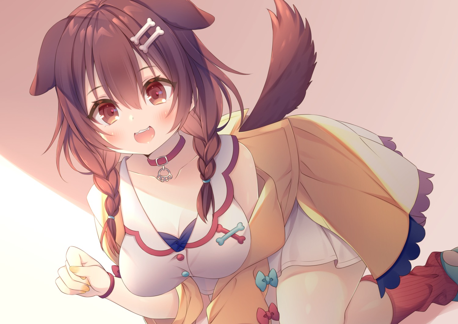 animal_ears anju cleavage dress hololive hololive_gamers inugami_korone inumimi tail