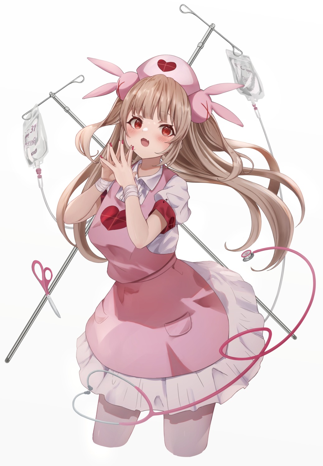 bandages higashigure natori_sana nurse sana_channel skirt_lift