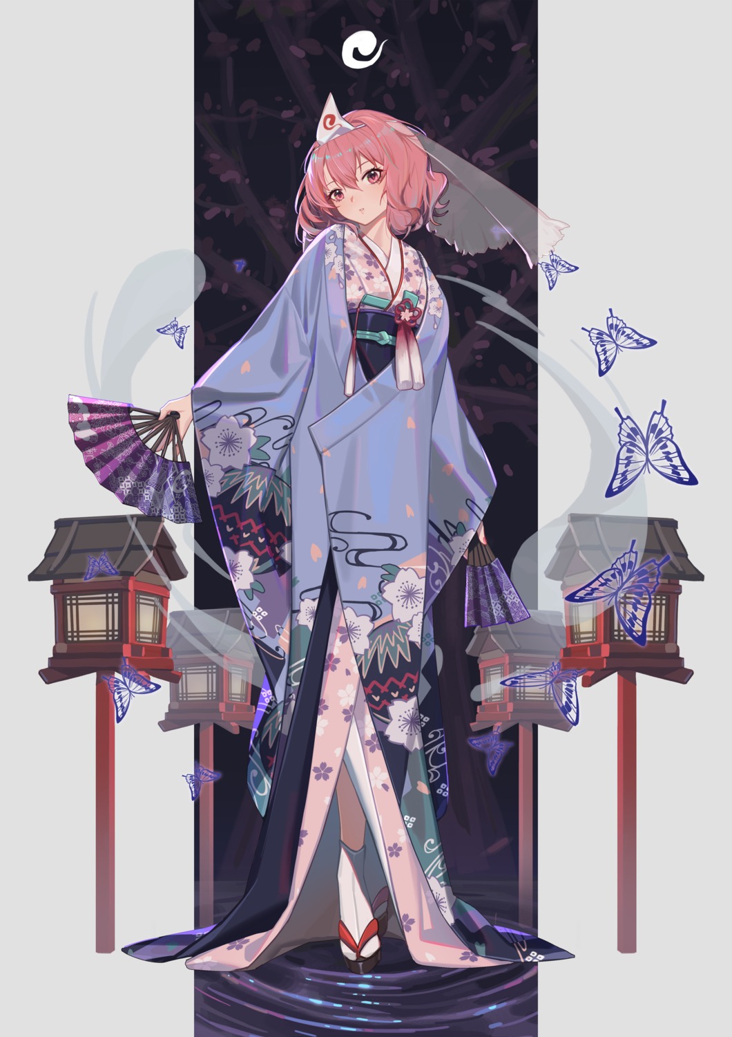 kimono saigyouji_yuyuko touhou xtears_kitsune