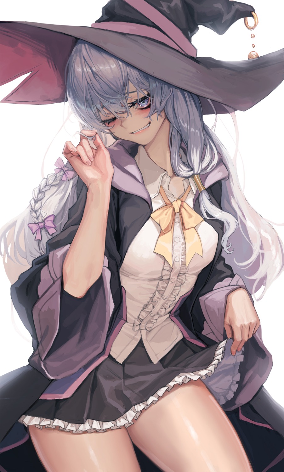 elaina_(majo_no_tabitabi) majo_no_tabitabi skirt_lift tunamayo_(dsasd751) witch