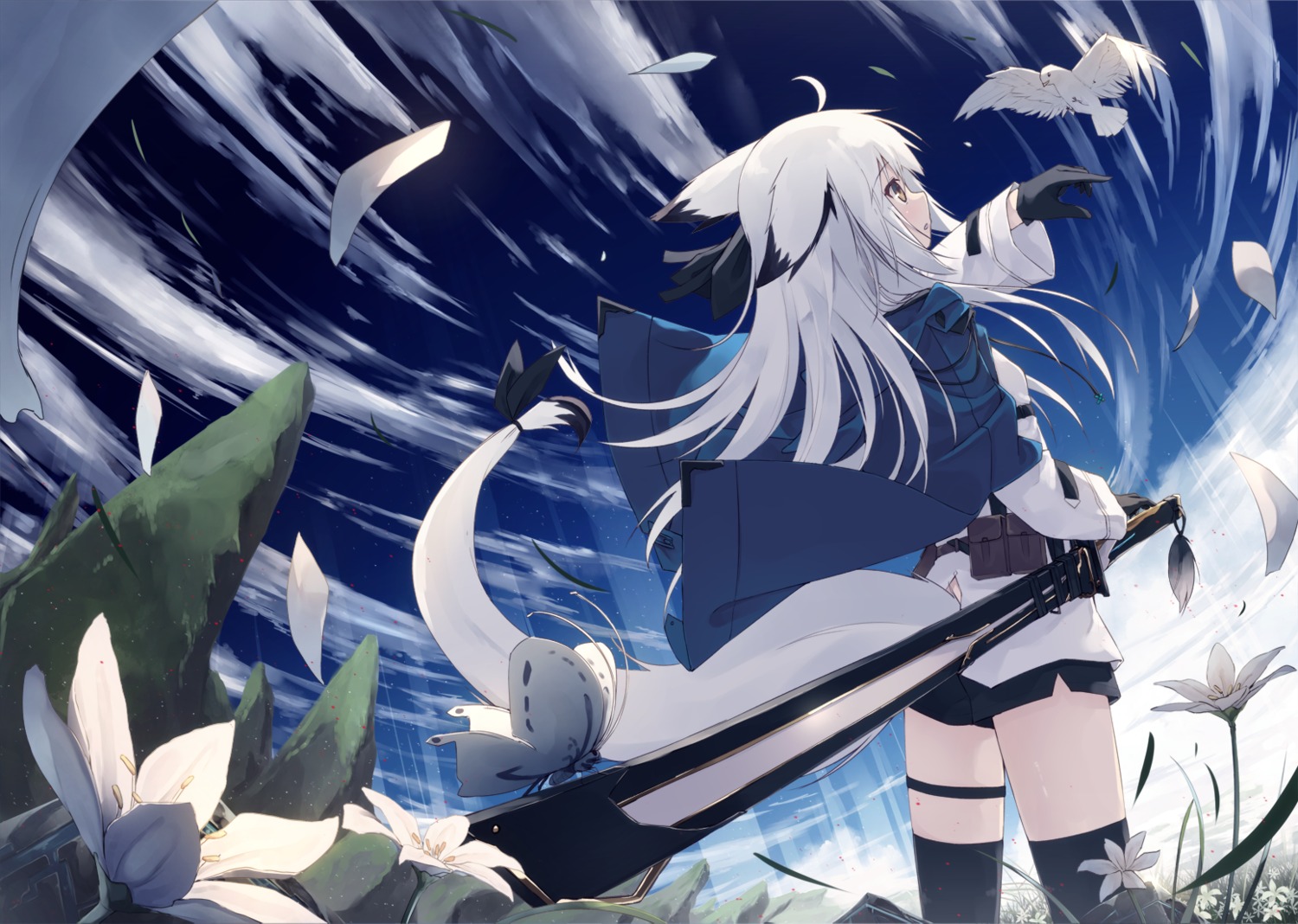 animal_ears garter idea-chan nagishiro_mito pantsu sword tail thighhighs