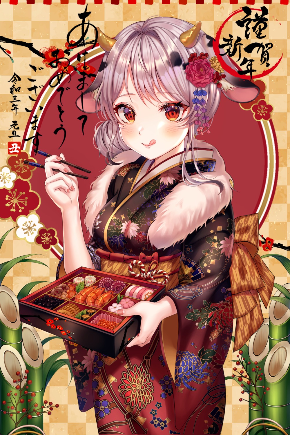 aina_156cm animal_ears horns kimono