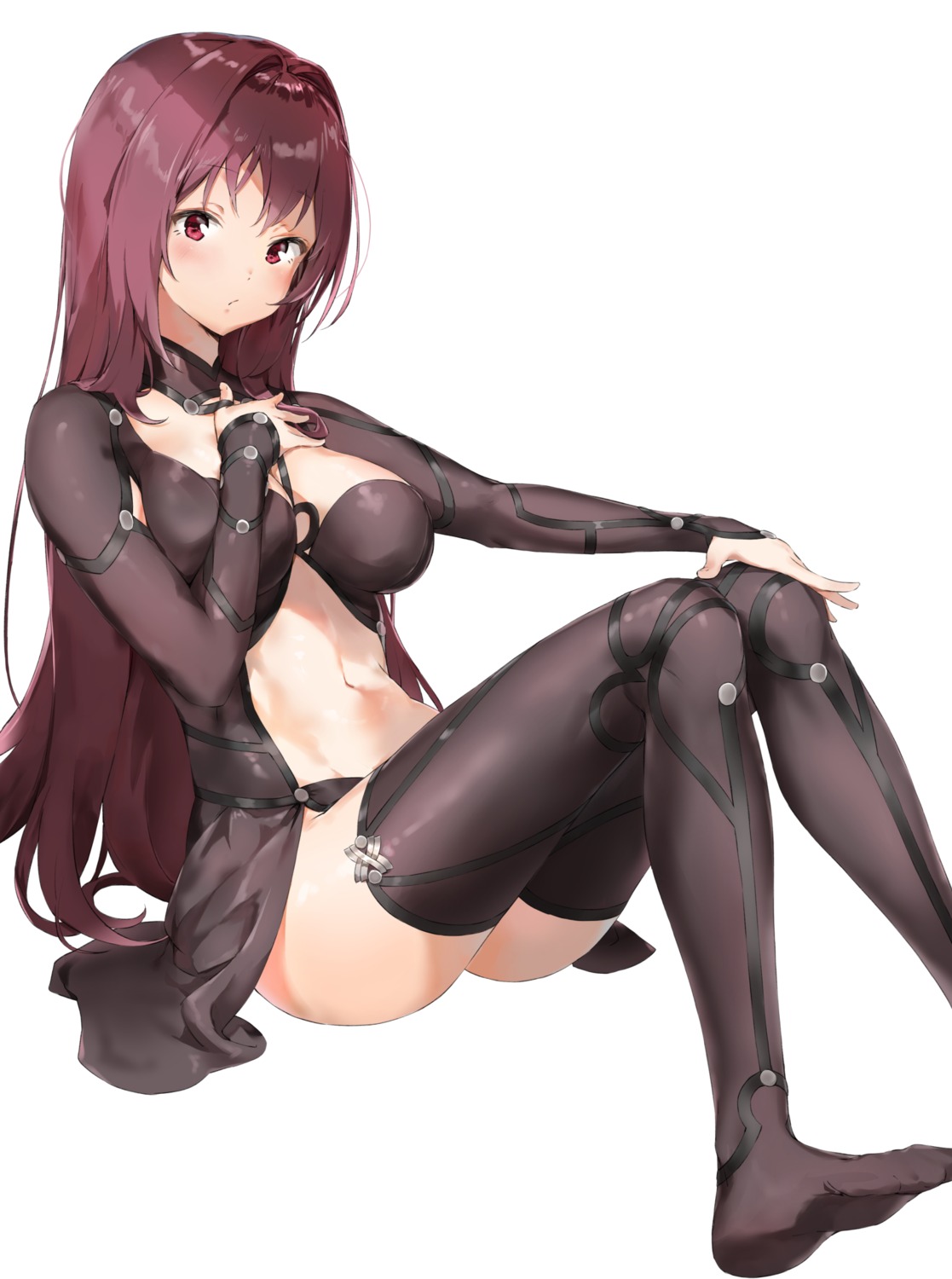 breast_hold cleavage fate/grand_order pantsu pixel_(yuxian) scathach_(fate/grand_order) thighhighs