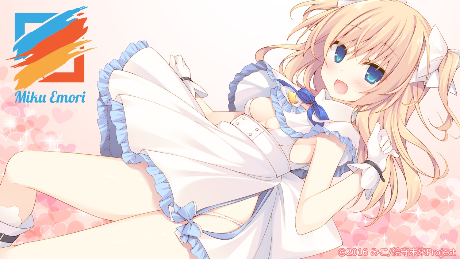 cleavage dress emori_el emori_miku_project miko_92 no_bra pantsu wallpaper