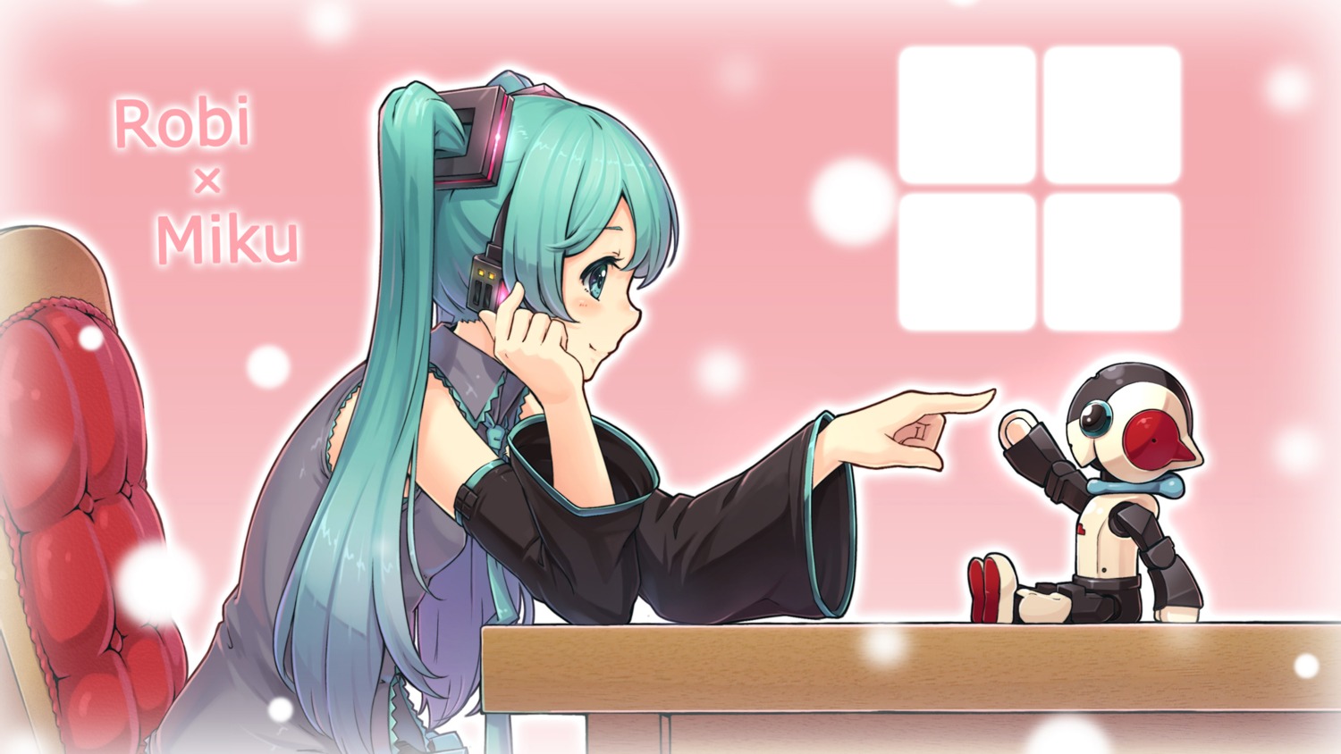 e-suke hatsune_miku headphones mecha vocaloid wallpaper