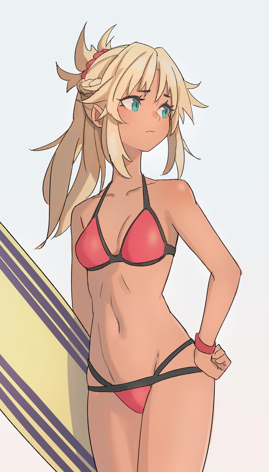 bikini cleavage fate/grand_order kiritzugu mordred_(fate) swimsuits