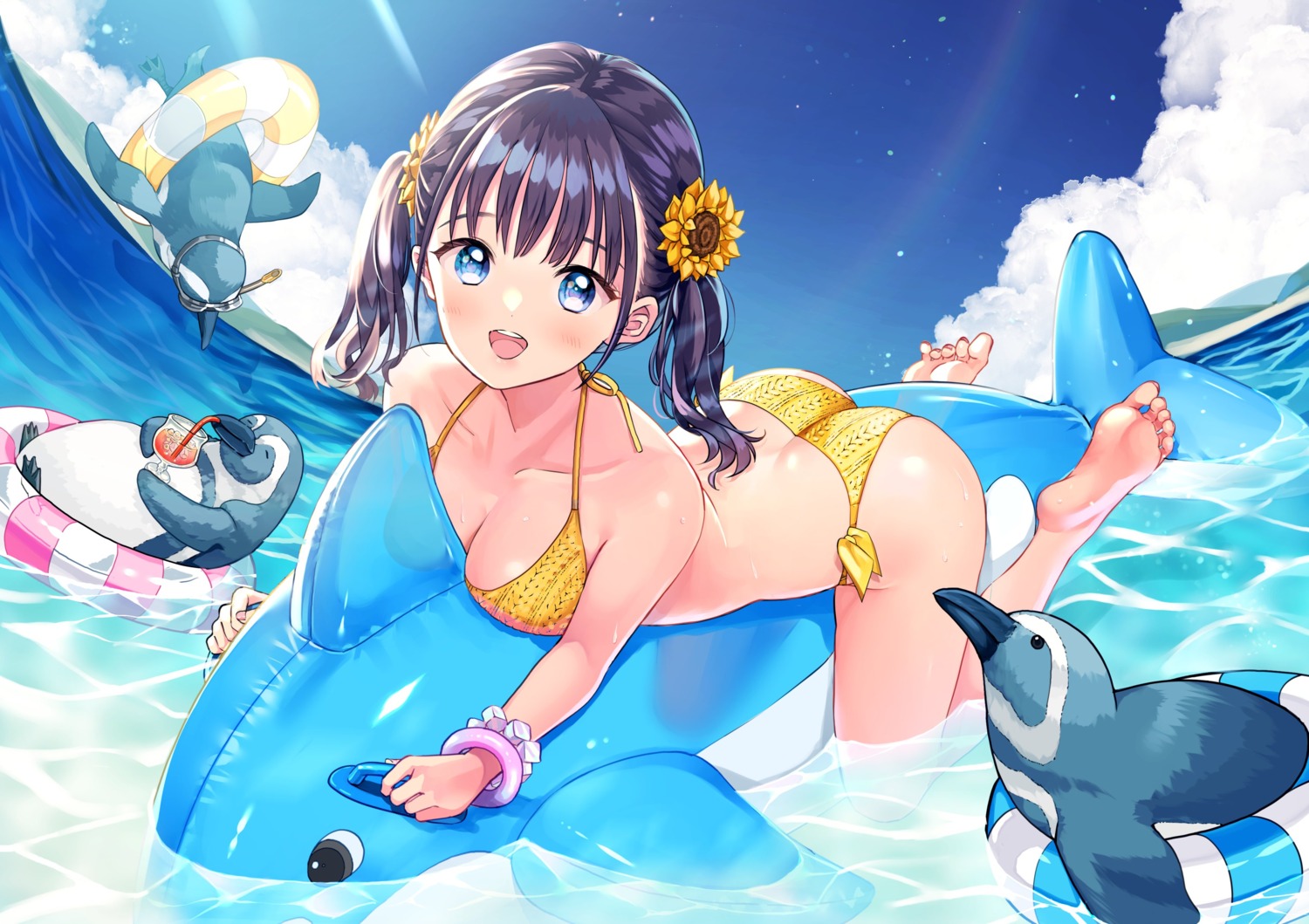 ass bikini feet matsuzaki_miyuki penguin see_through swimsuits wet