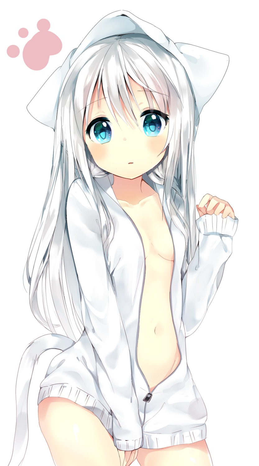 bottomless cleavage loli no_bra open_shirt tail umibouzu