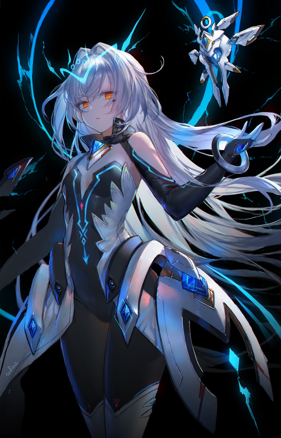 cleavage elsword eve_(elsword) leotard no_bra pantyhose swd3e2 thighhighs