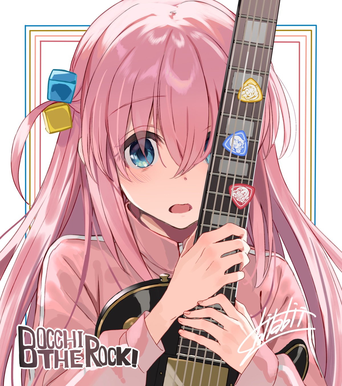 bocchi_the_rock! chibi gotou_hitori guitar gym_uniform ijichi_nijika kita_ikuyo shirabi yamada_ryou