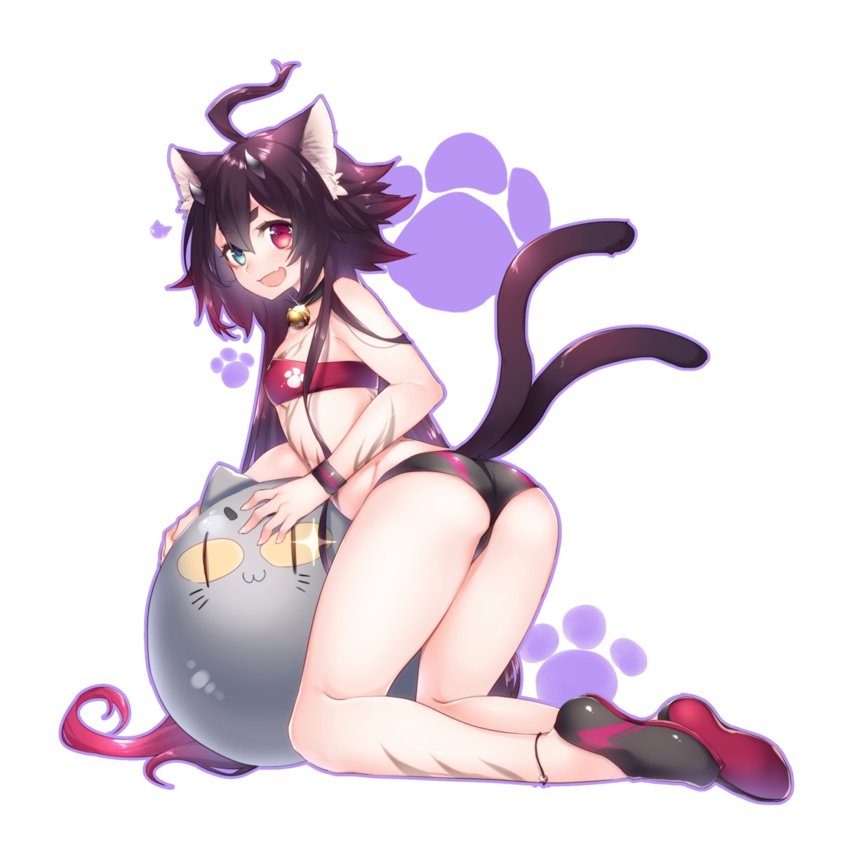 animal_ears ass bikini heterochromia horns swimsuits tail tattoo thong yutazou