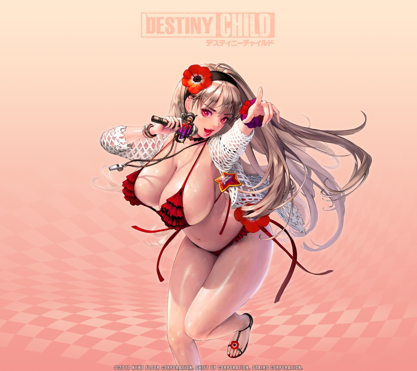 anemone_(destiny_child) bikini cleavage destiny_child hyulla open_shirt shift_up swimsuits