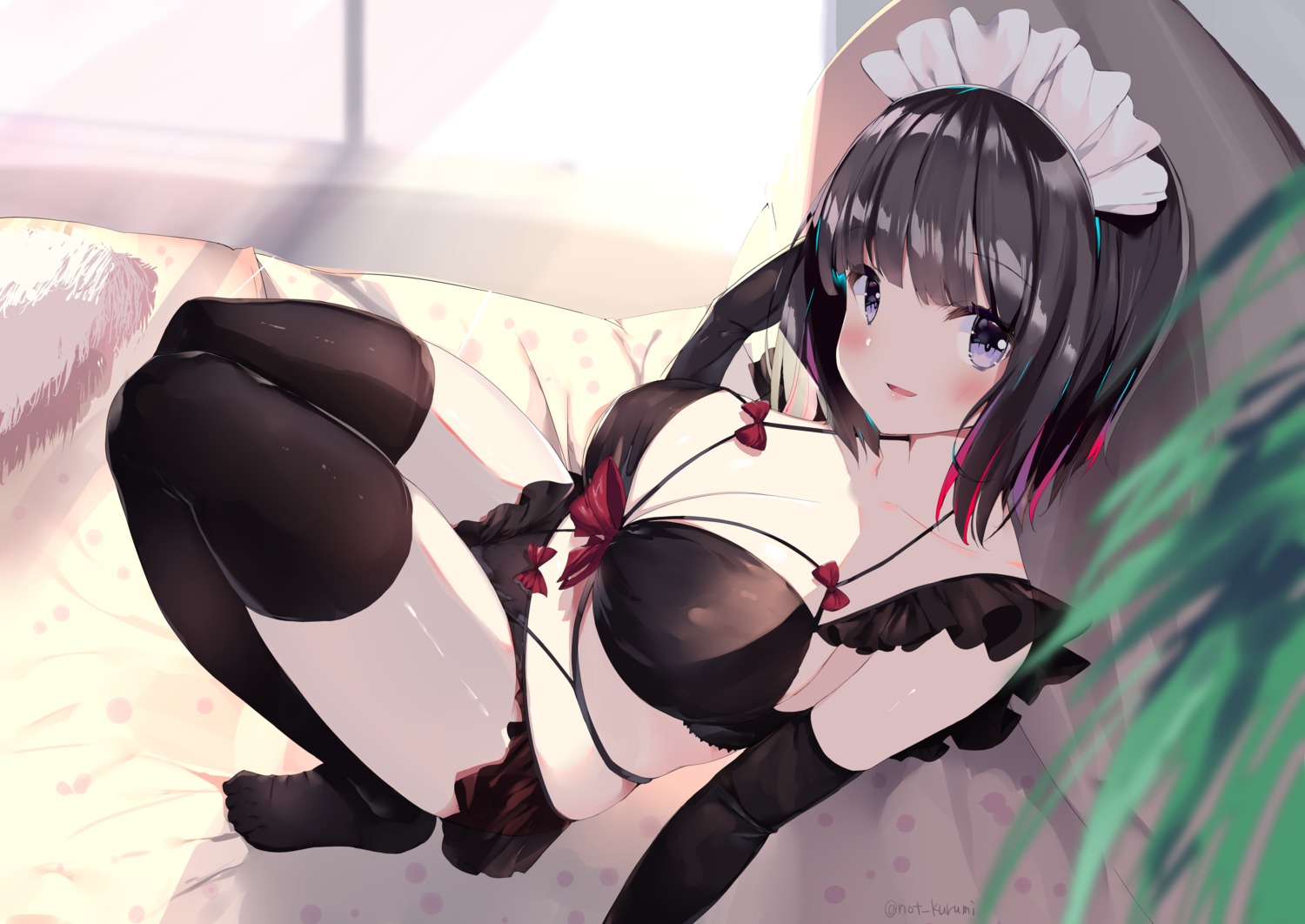 bra lingerie maid noto_kurumi pantsu thighhighs