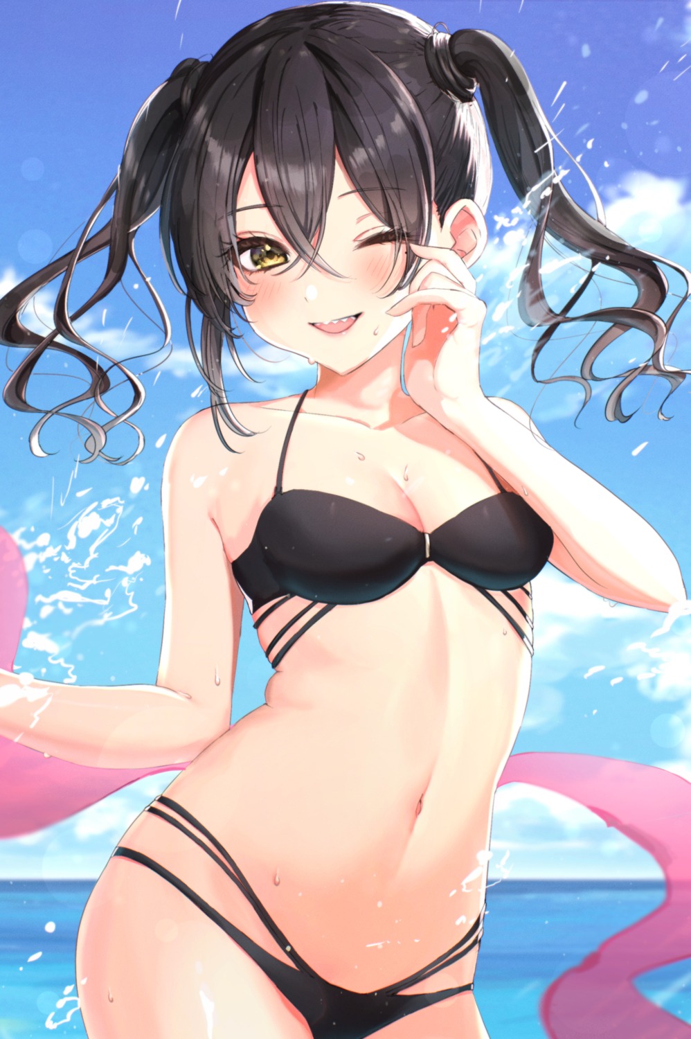 bikini cleavage kudou_eru sunazuka_akira swimsuits the_idolm@ster the_idolm@ster_cinderella_girls wet