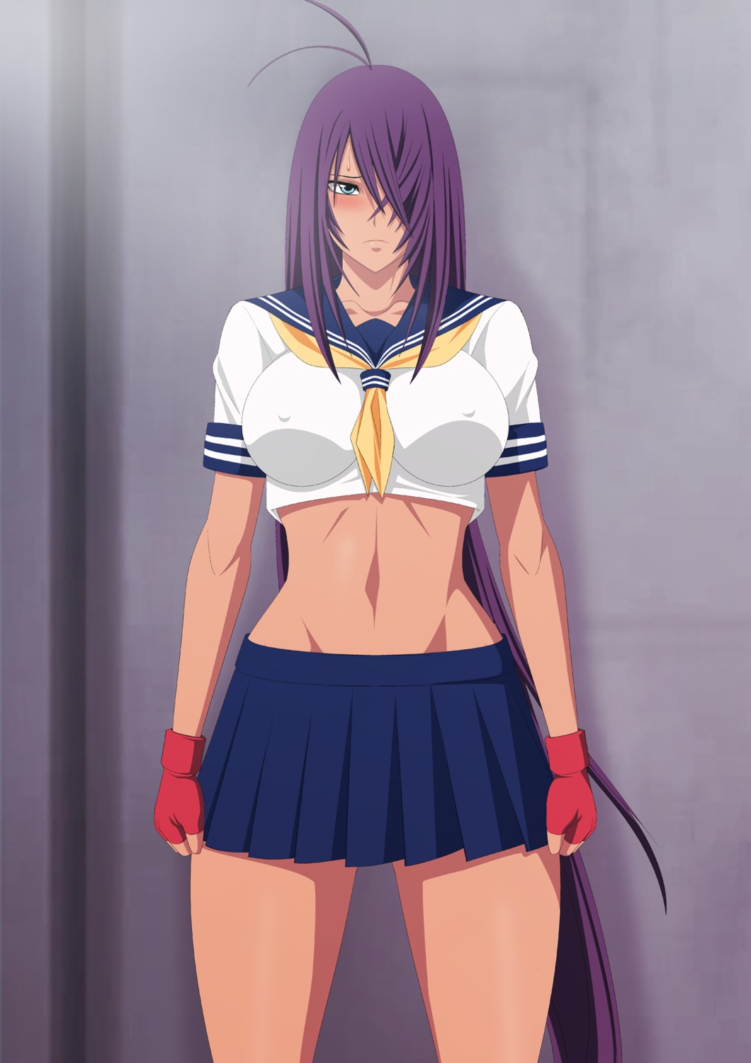 erect_nipples ikkitousen kanu_unchou lime_(purple_haze) seifuku