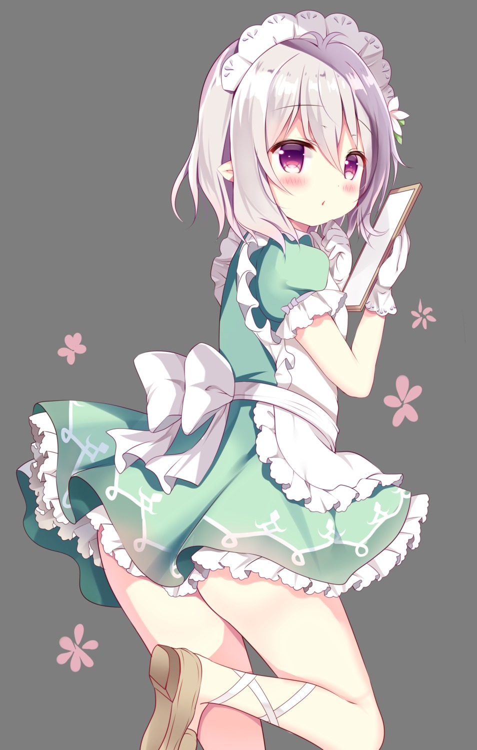 azumi_kazuki kokkoro maid pointy_ears princess_connect! princess_connect!_re:dive skirt_lift transparent_png