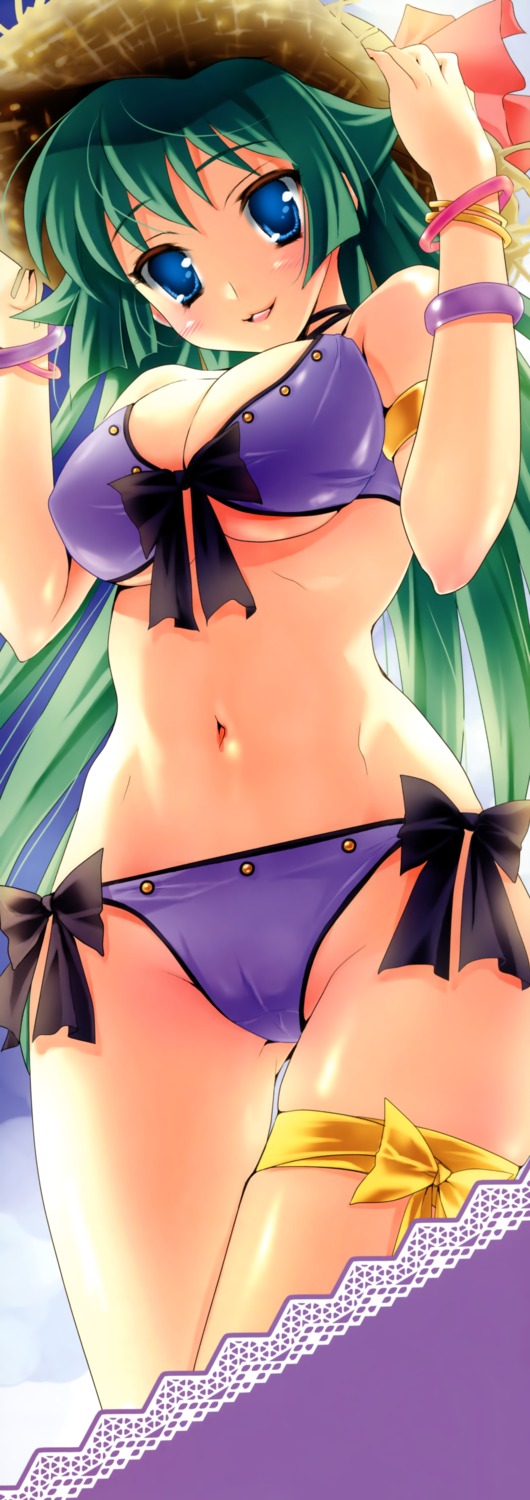 bikini cameltoe cleavage erect_nipples garter nekou_izuru stick_poster swimsuits underboob