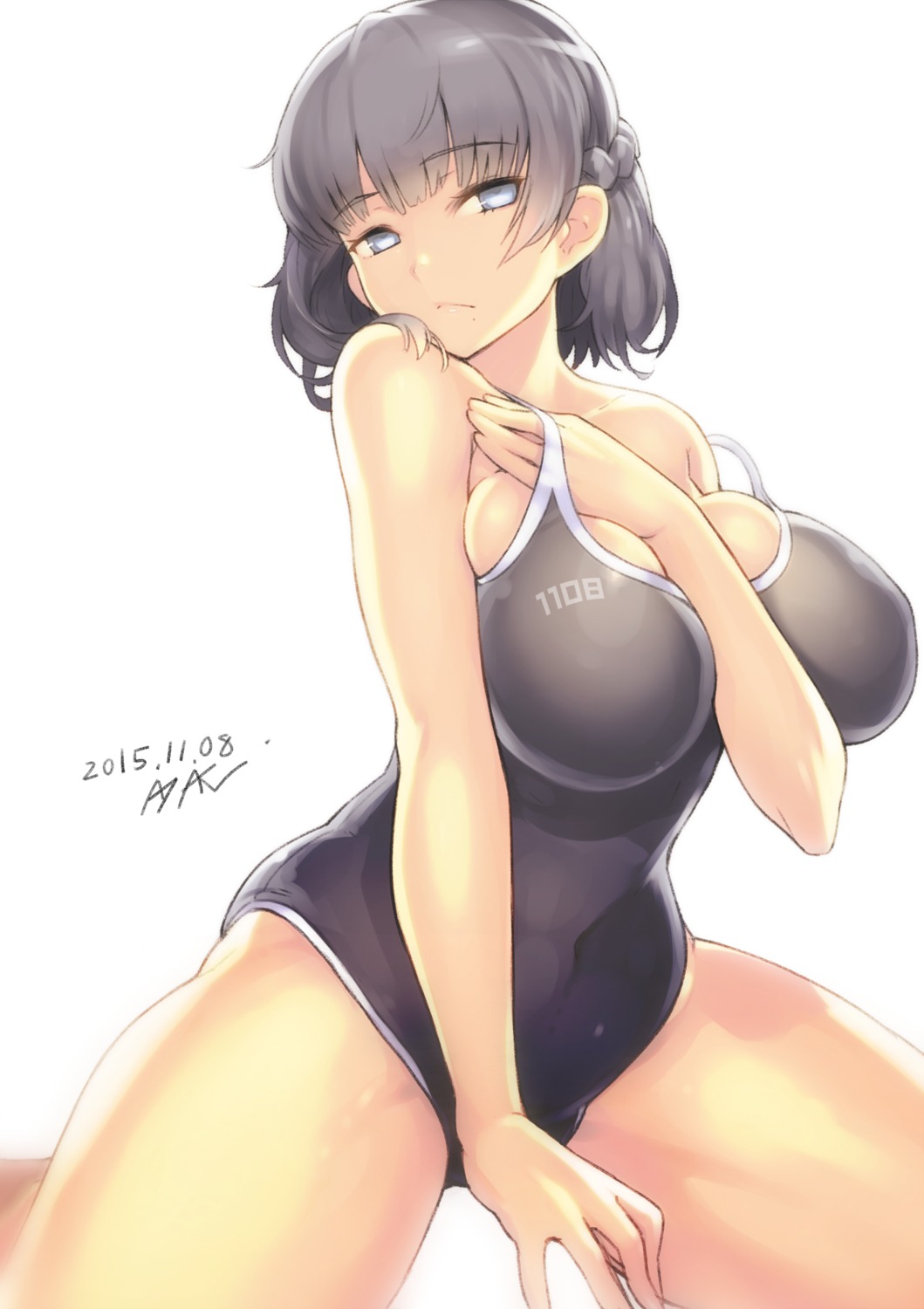 ayaki breast_hold cleavage swimsuits
