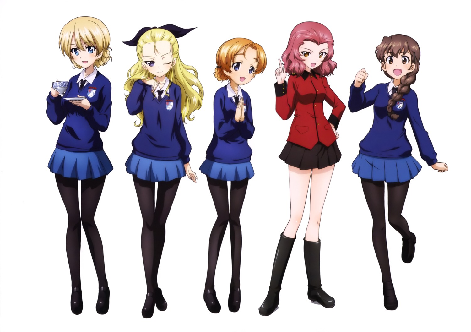 assam darjeeling girls_und_panzer orange_pekoe pantyhose rosehip rukuriri seifuku sweater uniform