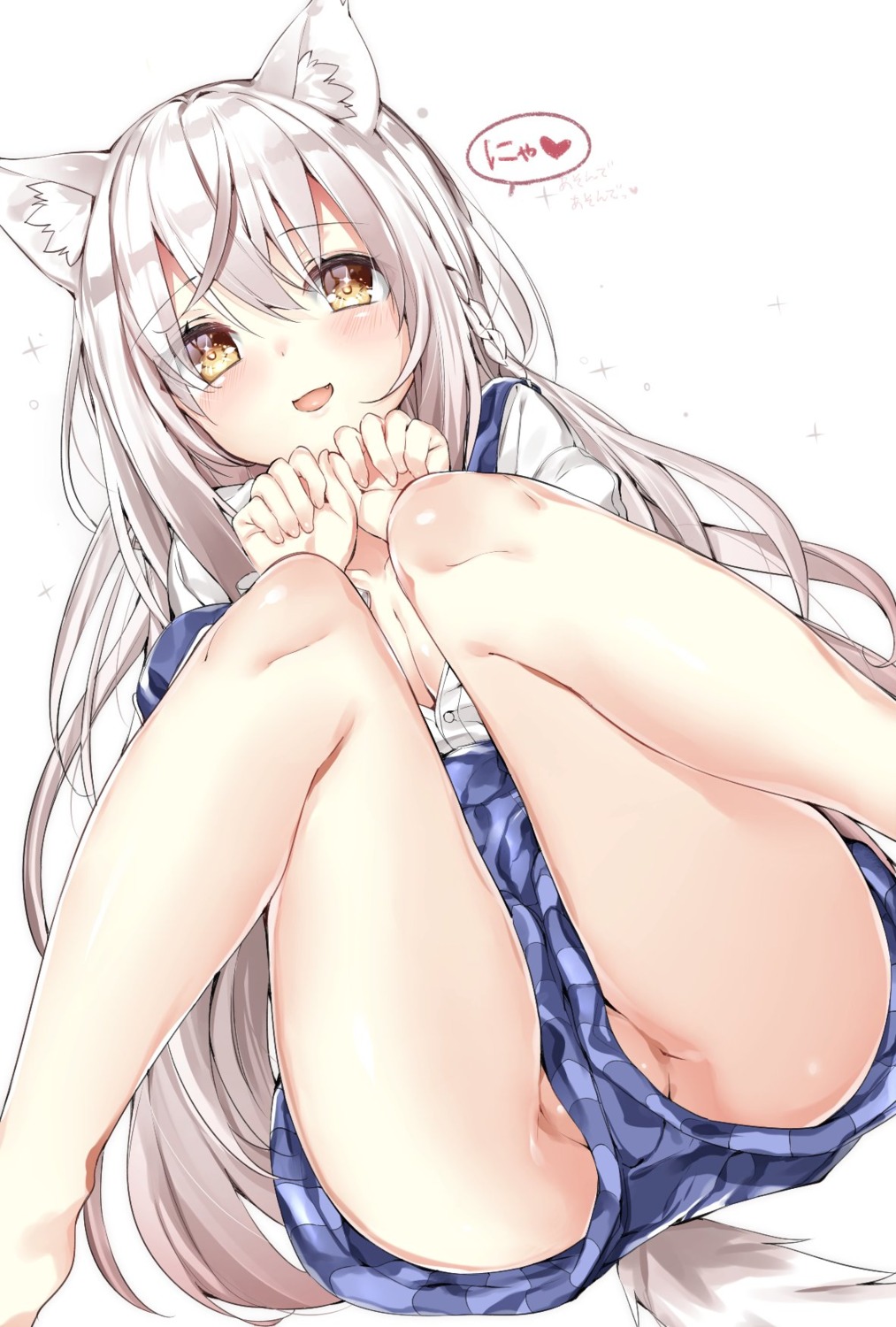 animal_ears cleavage kamioka_chiroru nopan open_shirt tail