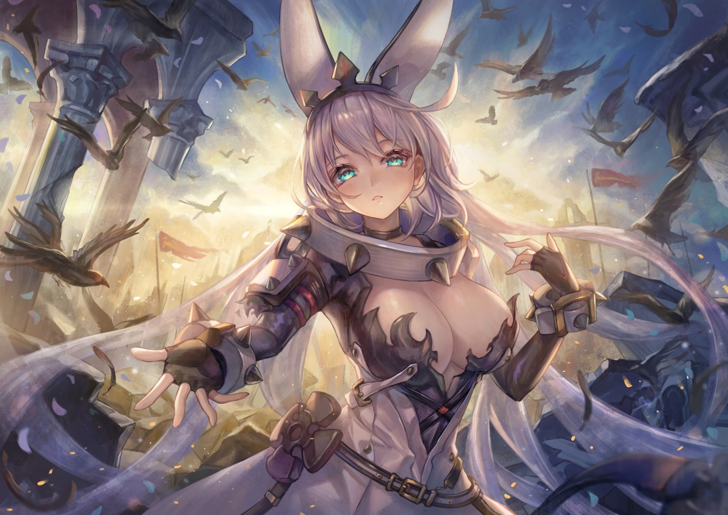 animal_ears armor bunny_ears guilty_gear no_bra yahiro_(heartseek000)