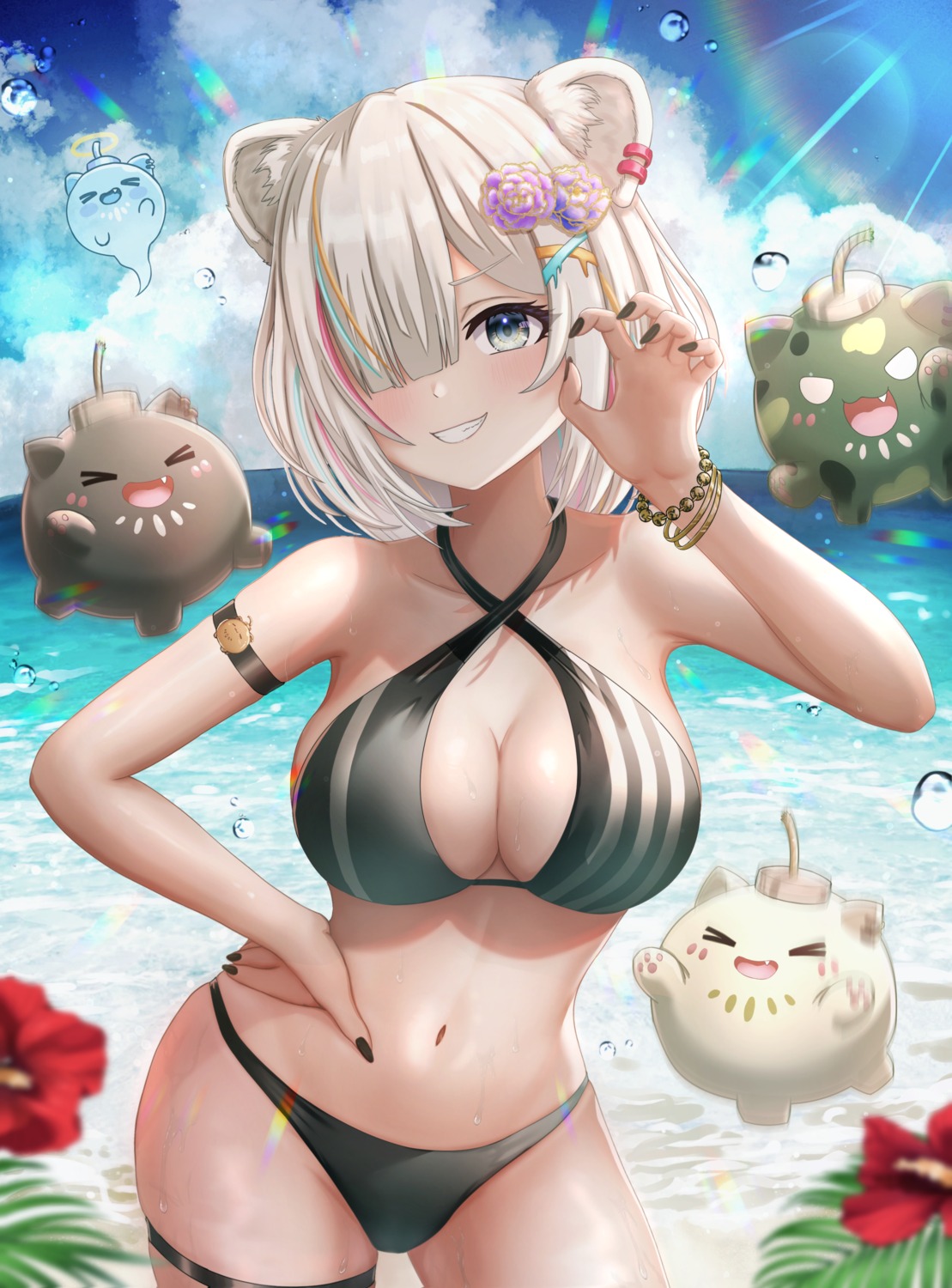 animal_ears bikini garter hololive shishiro_botan swimsuits wajuniorbox