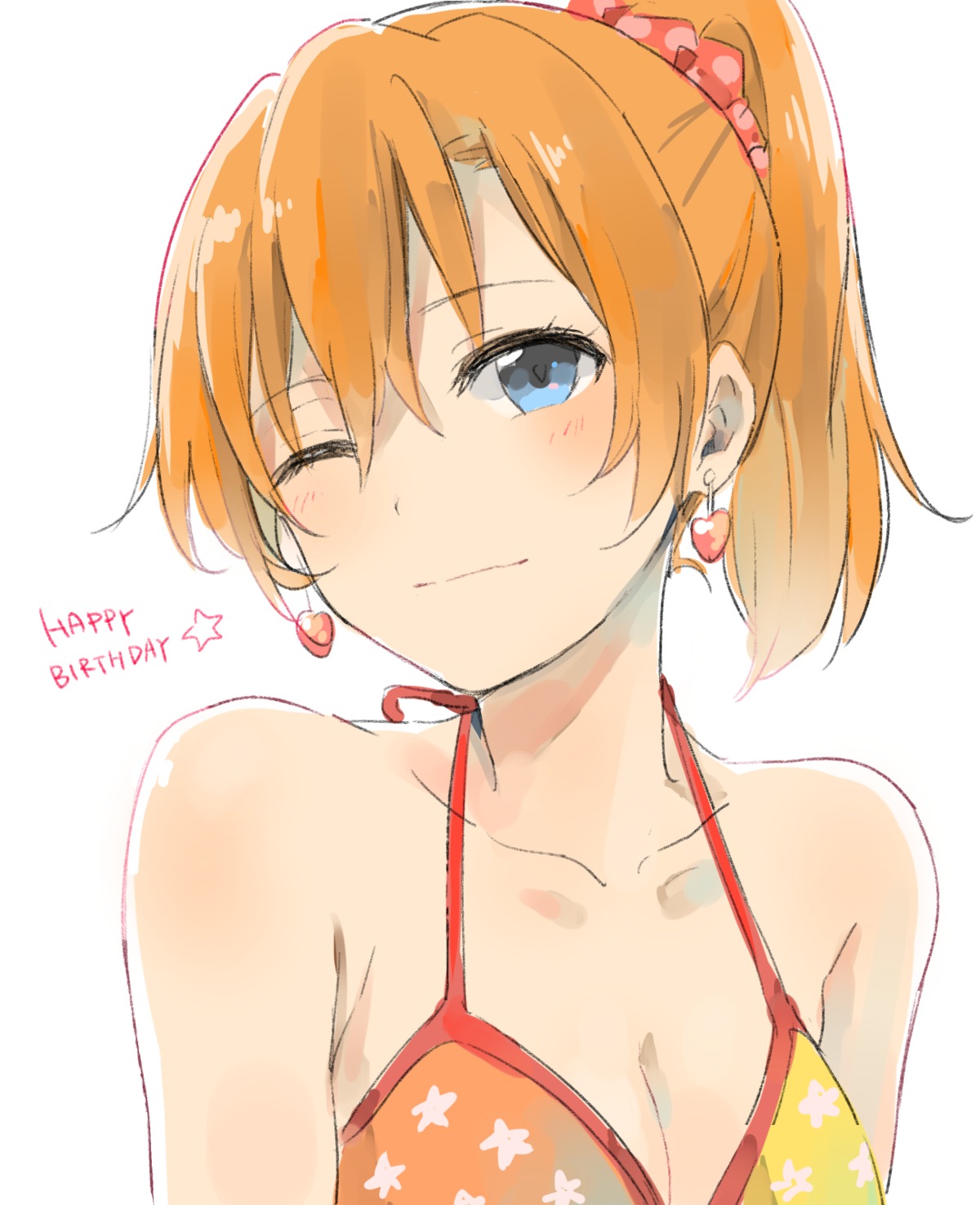 bikini_top cleavage kousaka_honoka love_live! musshu swimsuits