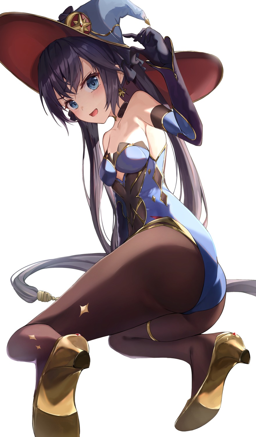 ass garter genshin_impact heels leotard mona_megistus pantyhose witch zeroillya