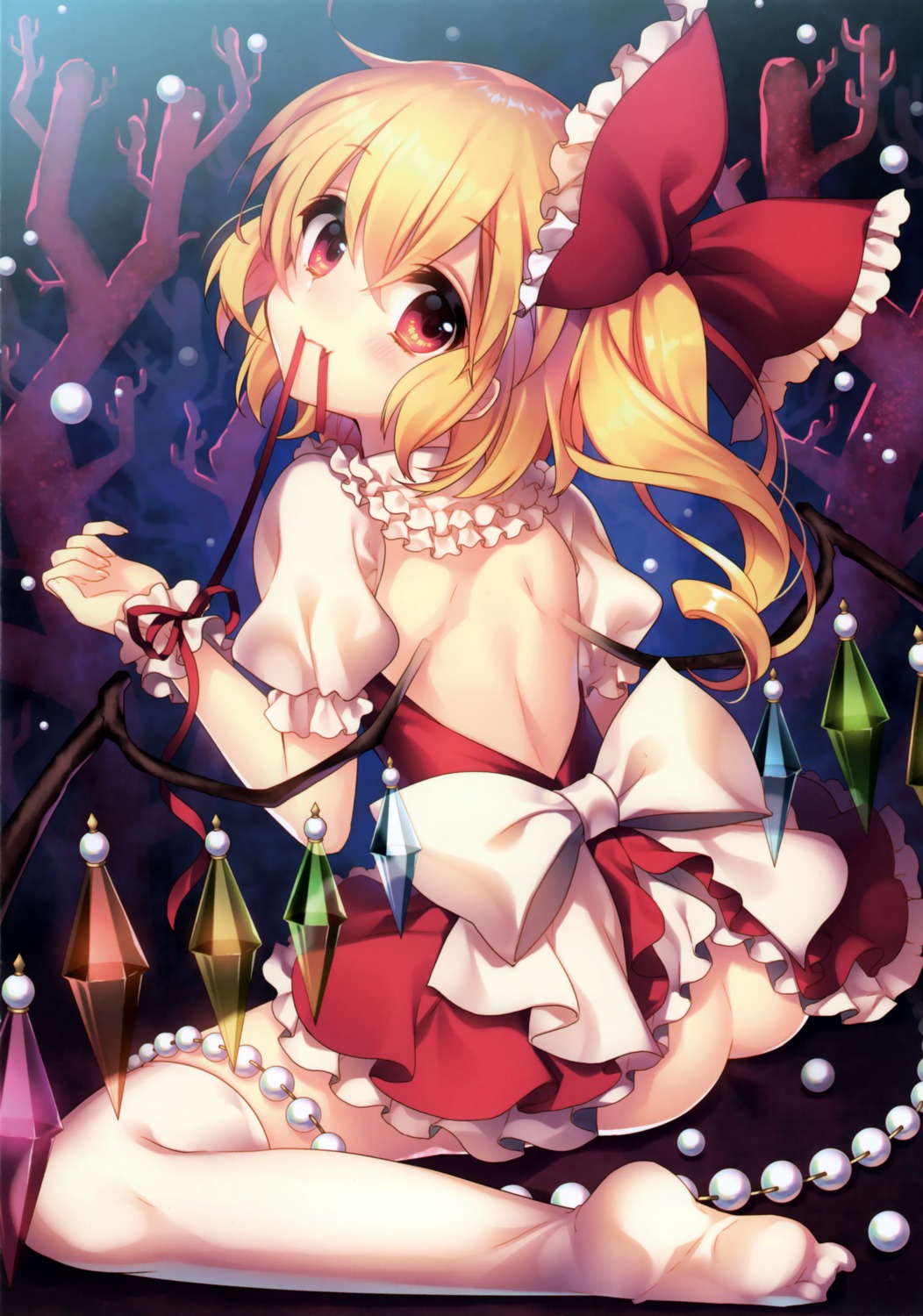 ass dress flandre_scarlet masaru.jp no_bra nopan thighhighs touhou wings