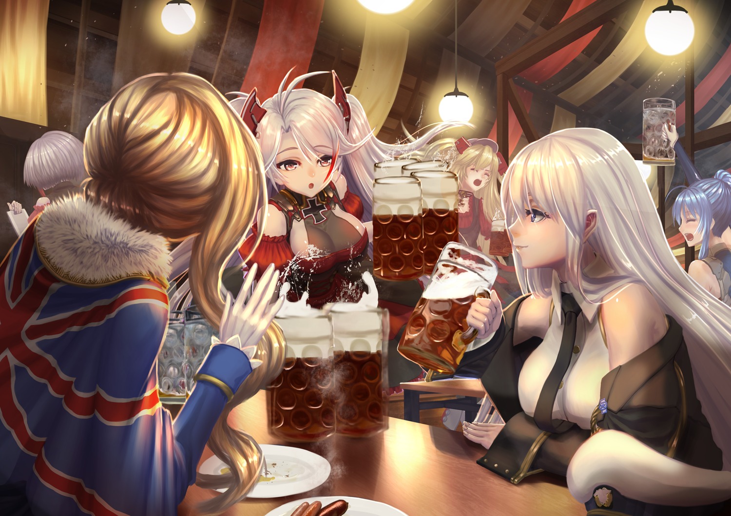 azur_lane breast_hold enterprise_(azur_lane) hood_(azur_lane) prinz_eugen_(azur_lane) uniform wacky