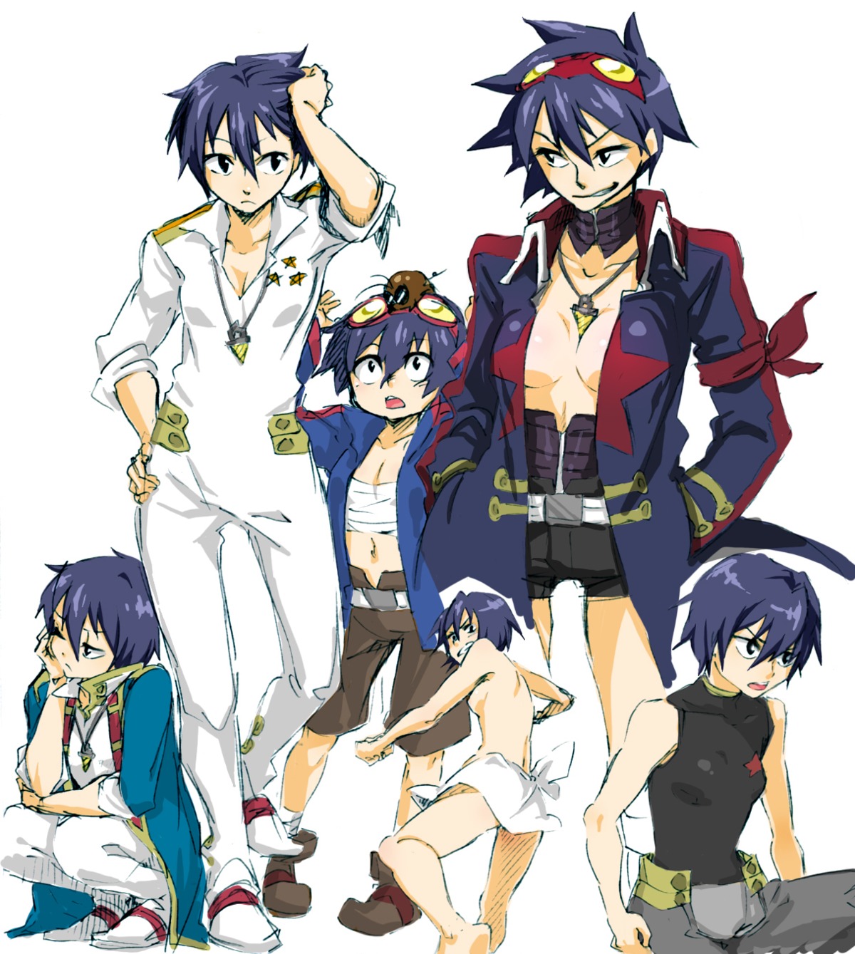 genderswap harayan no_bra open_shirt simon tengen_toppa_gurren_lagann topless