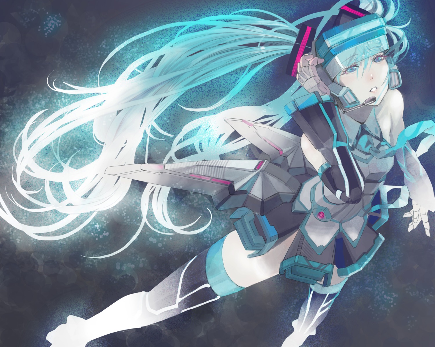 cosplay fei_yen hatsune_miku moruga thighhighs virtual_on vocaloid