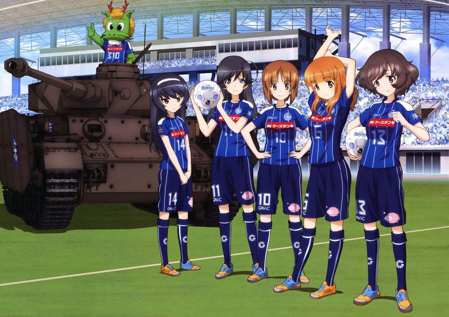 akiyama_yukari girls_und_panzer isuzu_hana nishizumi_miho reizei_mako soccer takebe_saori uniform