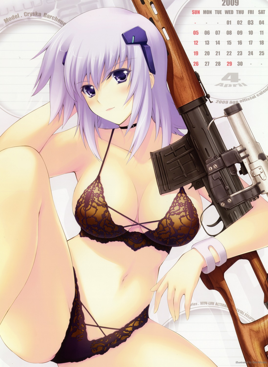 bra calendar cleavage cryska_barchenowa gun lingerie miyata_ao muvluv muvluv_alternative pantsu total_eclipse