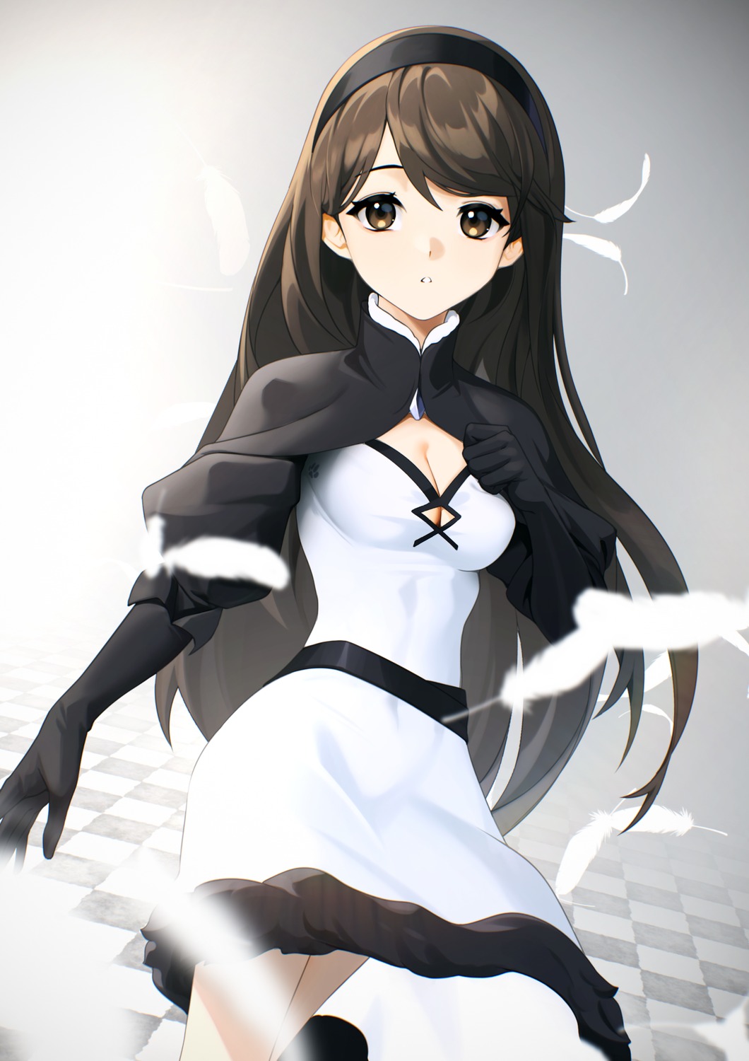 agnes_oblige bravely_default cleavage dress ett skirt_lift