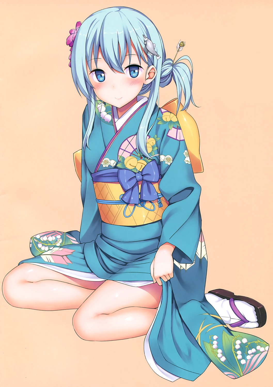 kantai_collection kimono skirt_lift suzuya_(kancolle) takayaki