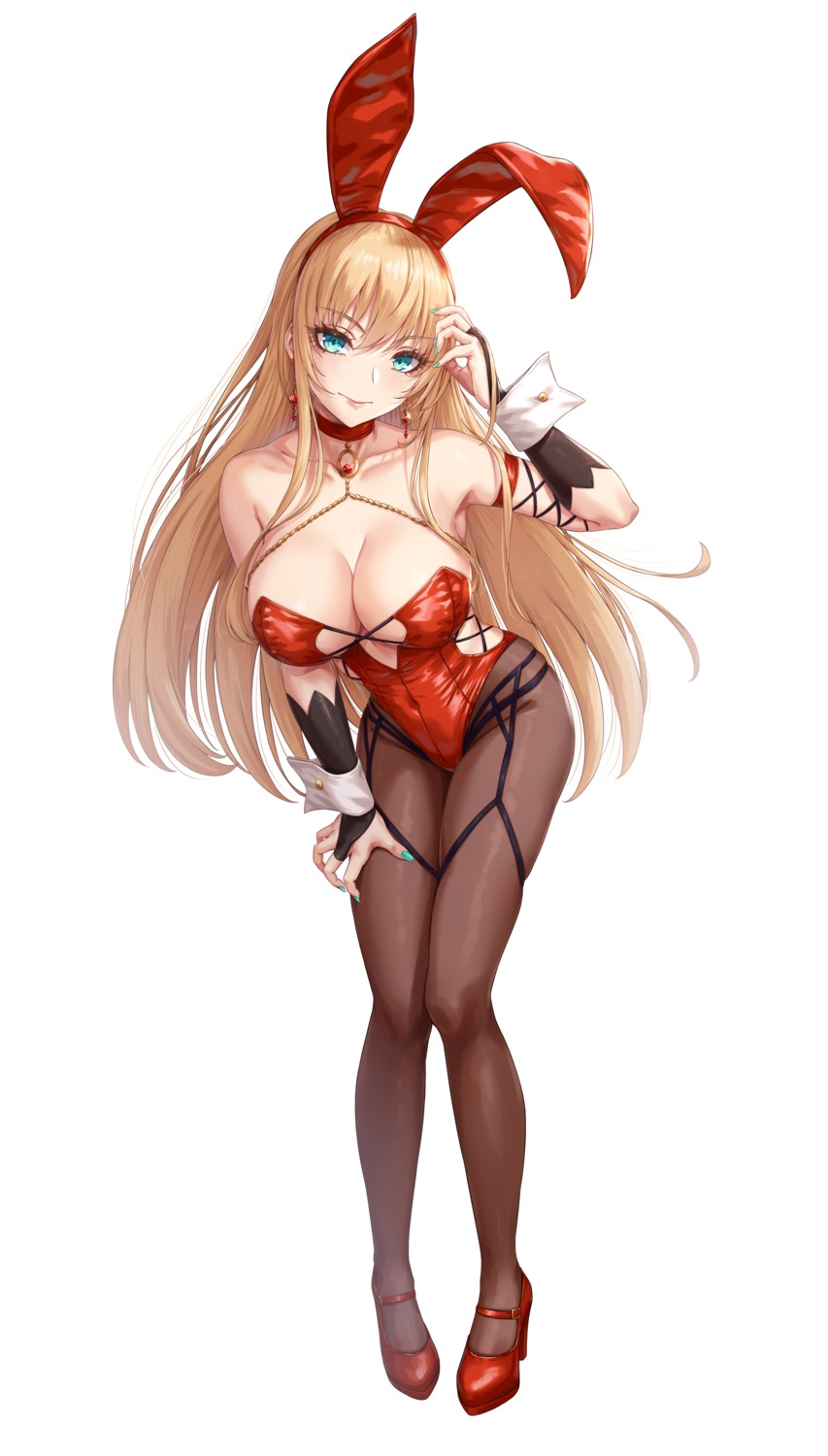 animal_ears bunny_ears bunny_girl garter heels no_bra pantyhose sakiyamama