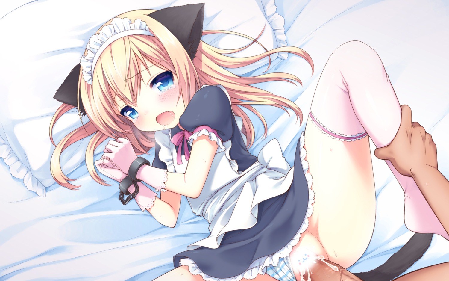 animal_ears bondage censored cum loli maid nekomimi pantsu panty_pull penis sex shimapan tail usashiro_mani