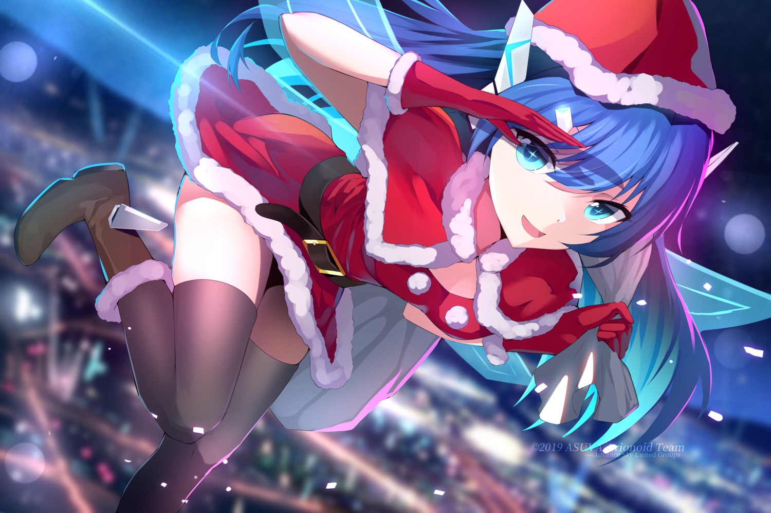 asuva_wingsheart christmas dress pantsu skirt_lift thighhighs wings