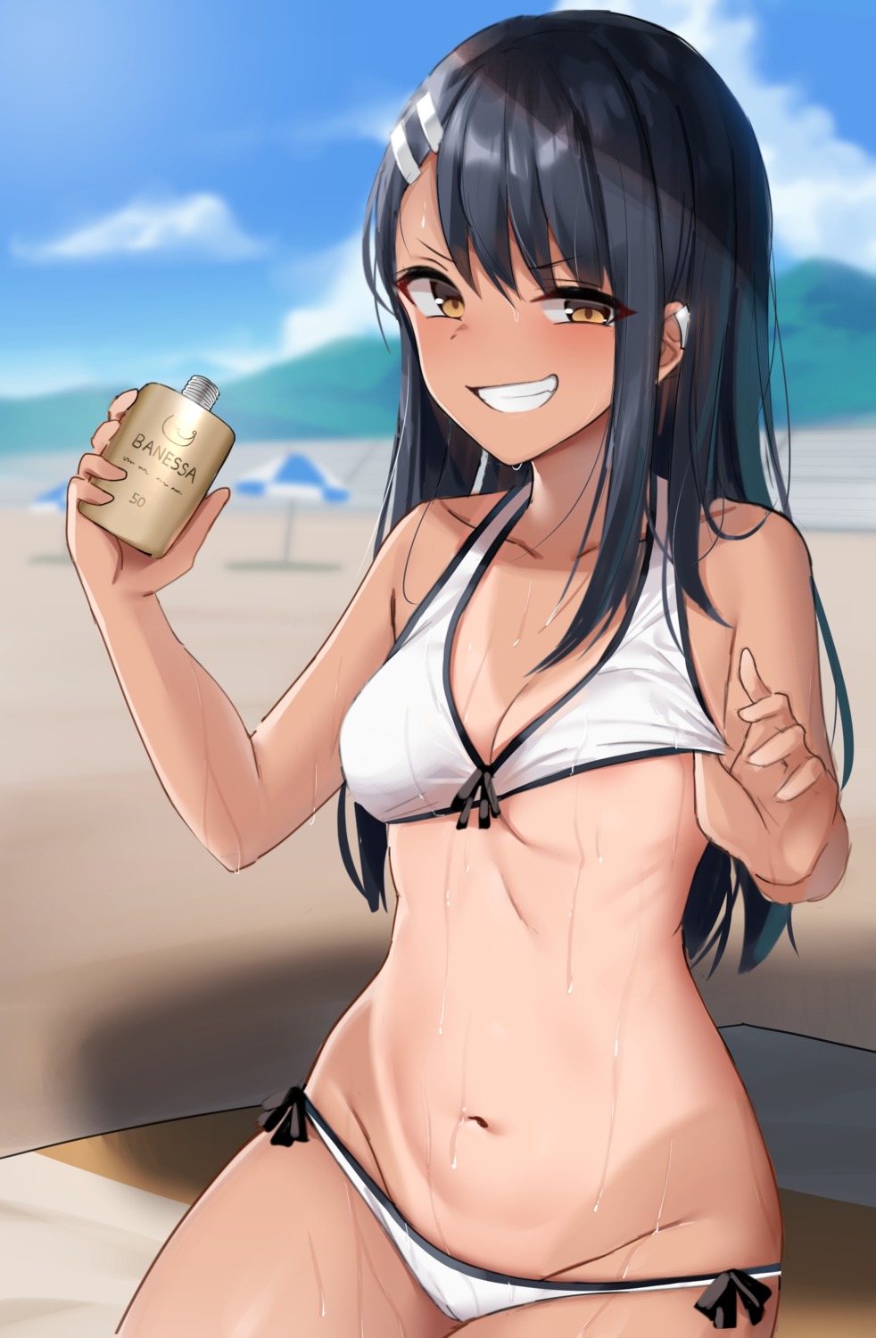 areola bikini ijiranaide_nagatoro-san nagatoro_hayase shengtian swimsuits tan_lines undressing wet