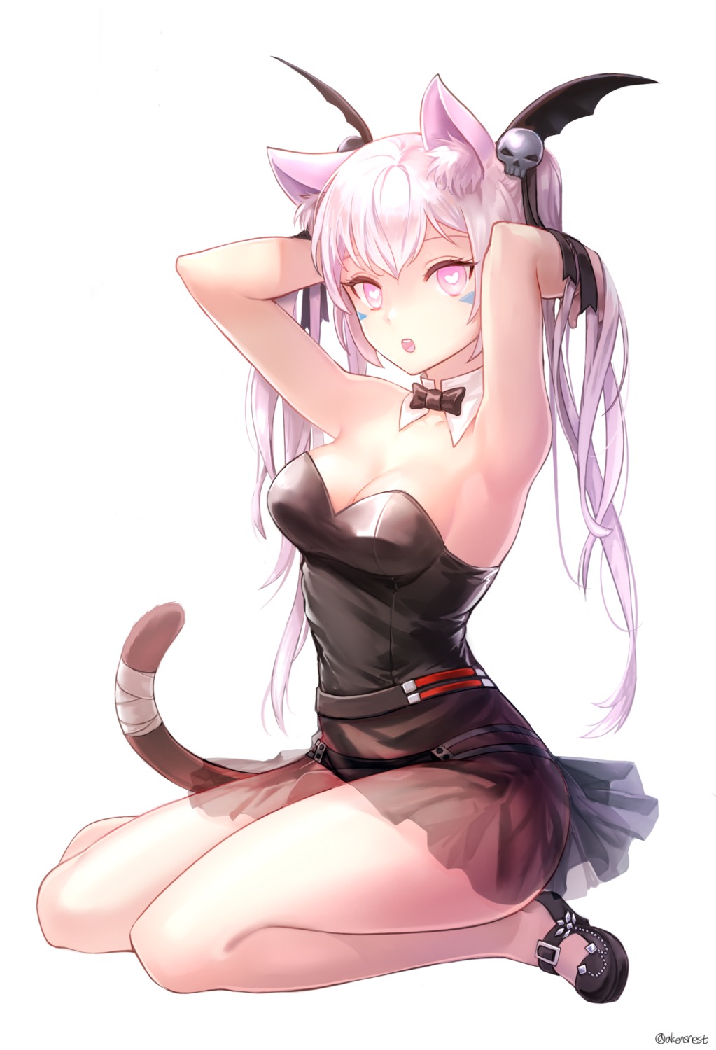 aken animal_ears bandages cleavage nekomimi pantsu see_through tail