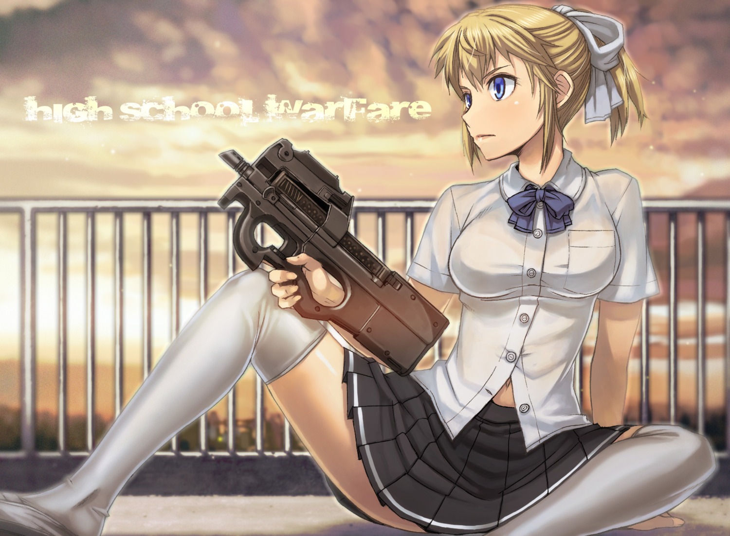 gun itou_(onsoku_tassha) seifuku thighhighs