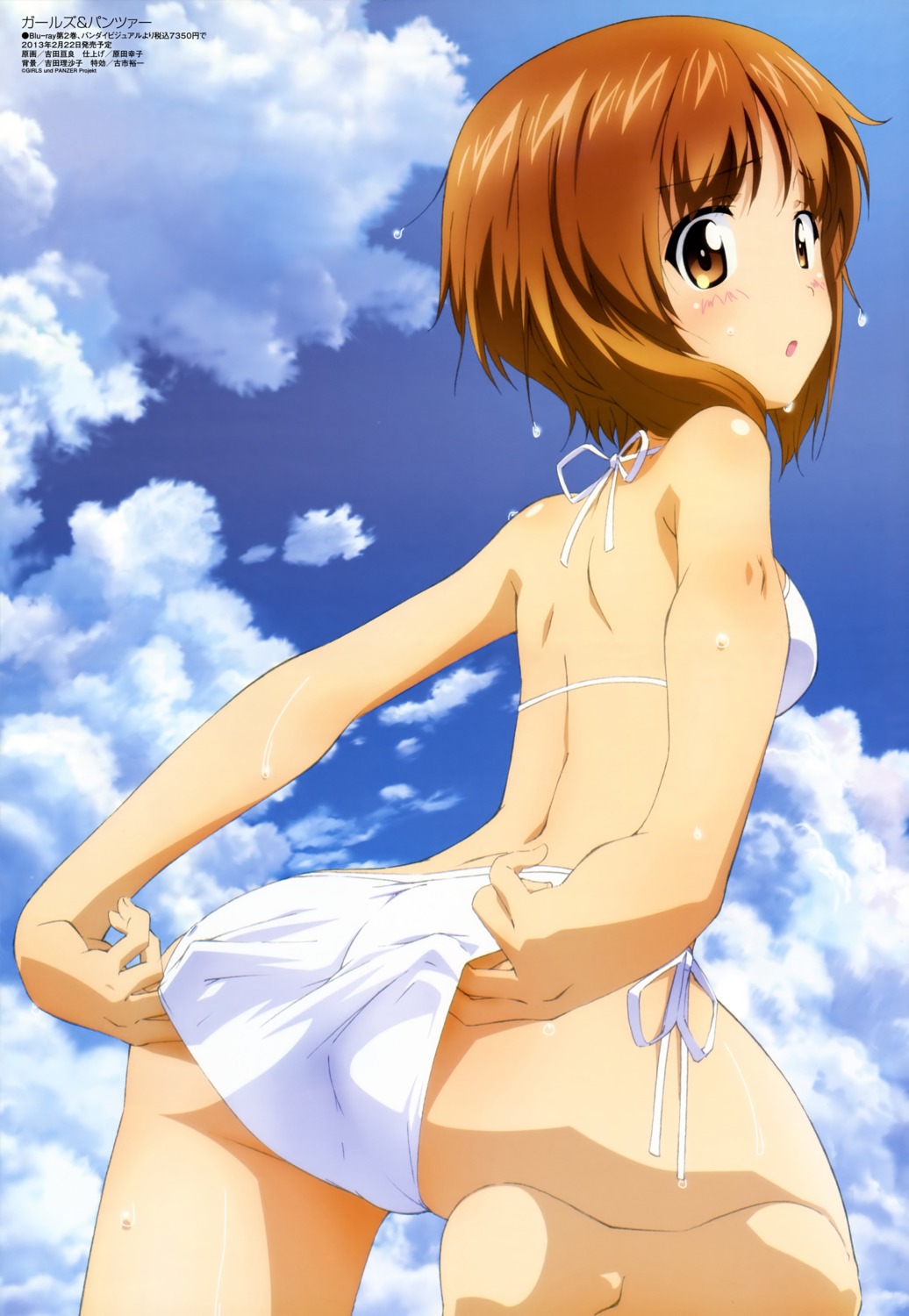 ass bikini girls_und_panzer nishizumi_miho swimsuits wet yoshida_nobuyoshi