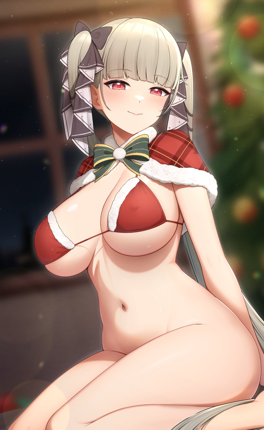 azur_lane bikini_top bottomless christmas erect_nipples formidable_(azur_lane) swimsuits yisusjpl