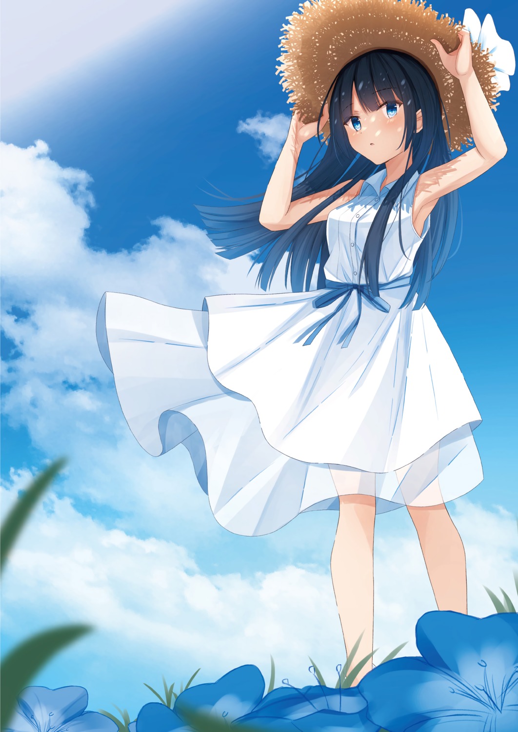 dress senri_(senri_sen) skirt_lift summer_dress