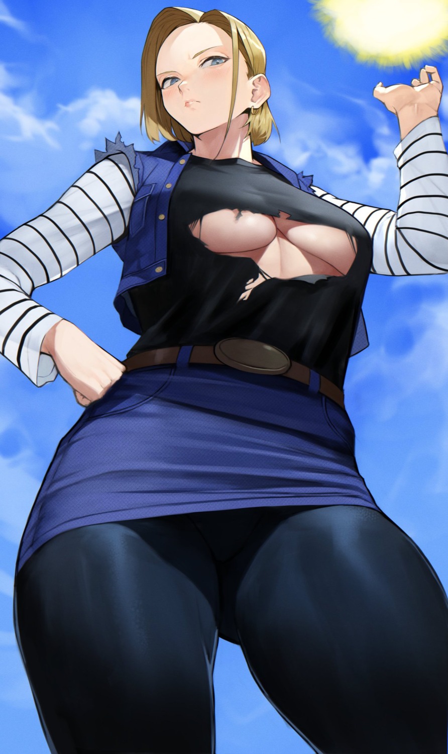 yoshio (55level) dragon ball dragon ball z android 18 no bra torn clothes |  #956980 | yande.re