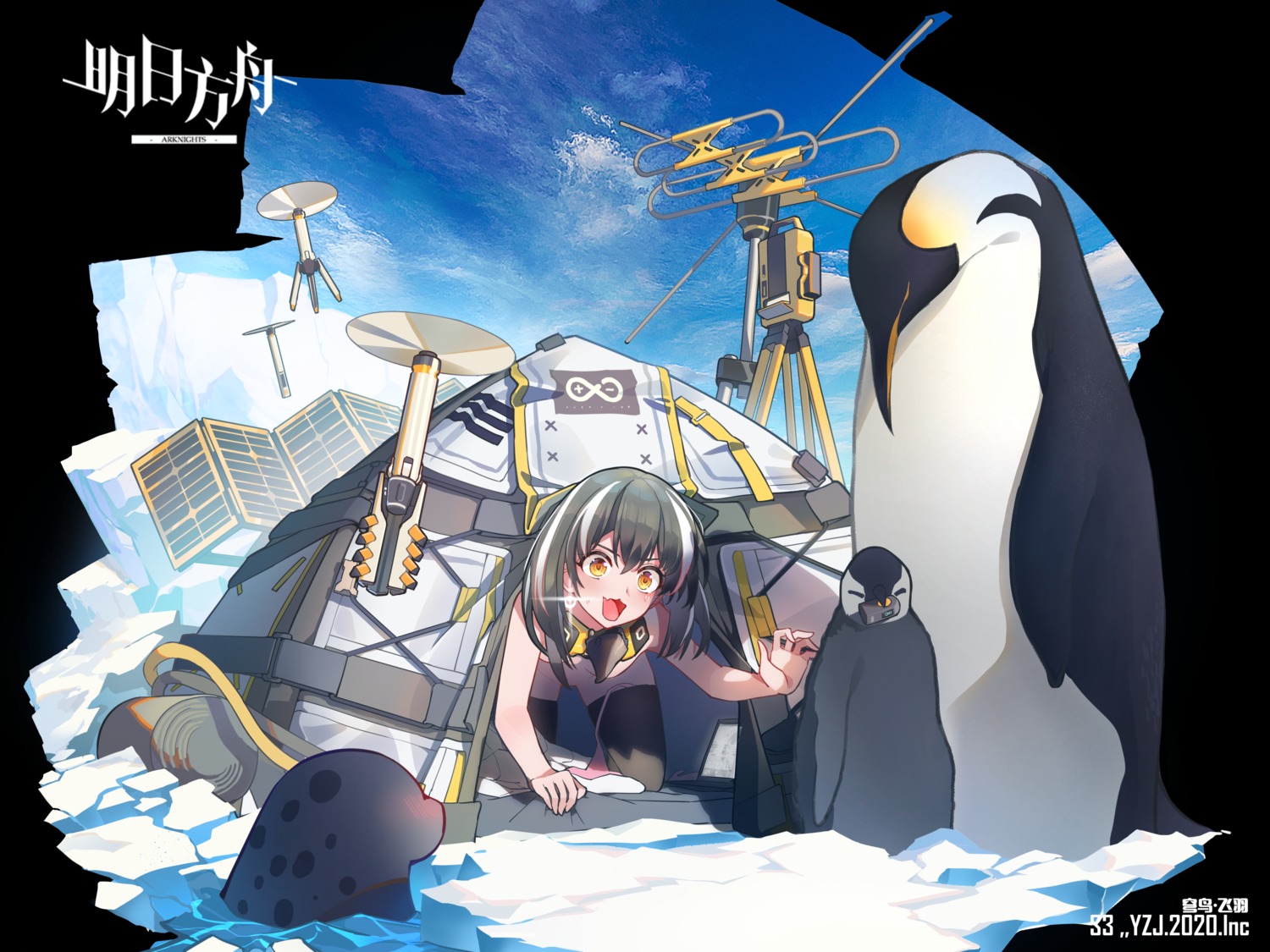 arknights magallan_(arknights) naked pantsu panty_pull penguin string_panties thighhighs wardrobe_malfunction yushi_quetzalli